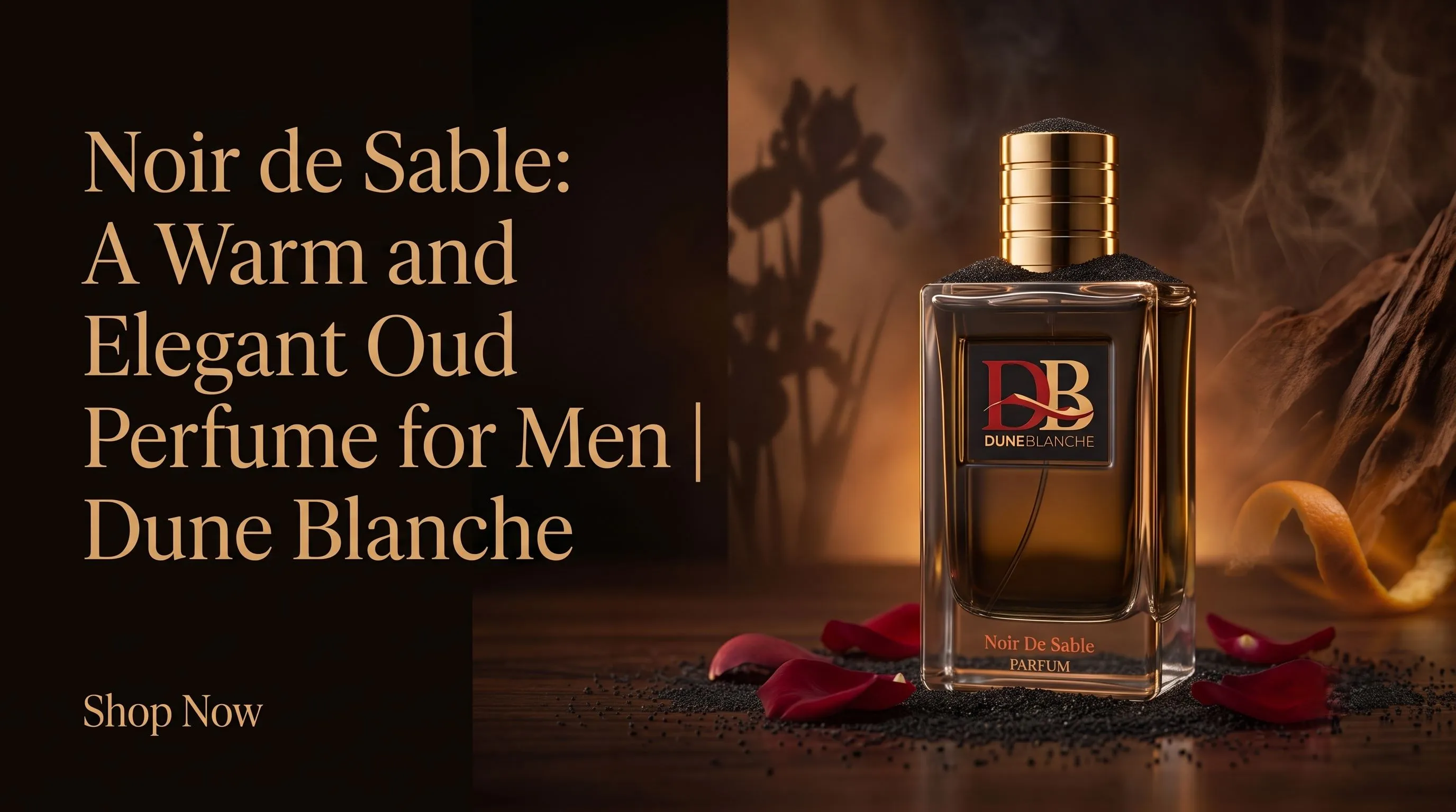 Noir de Sable: A Warm and Elegant Oud Perfume for Men | Dune Blanche